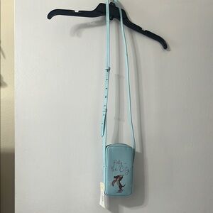 Light Blue Crossbody Bag with Cartoon Print